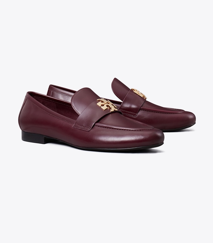 Tory Burch designer flats Charlie Loafer in MERLOT / GOLD angle