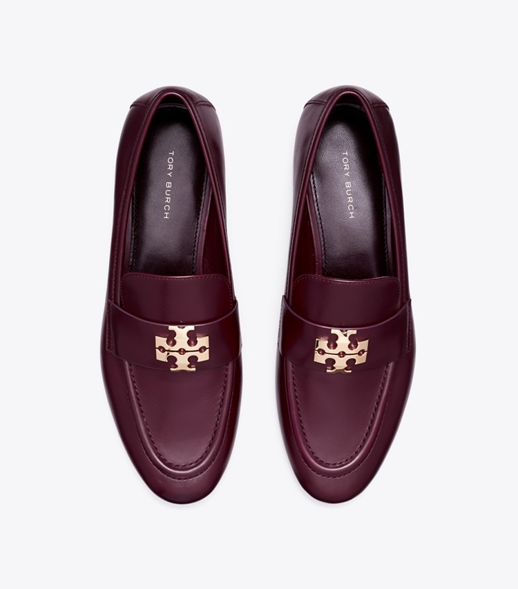 Tory Burch designer flats Charlie Loafer in MERLOT / GOLD overhead
