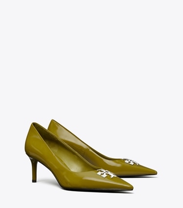 Tory Burch designer heels Charlie Pump in MOSS / SILVER angle