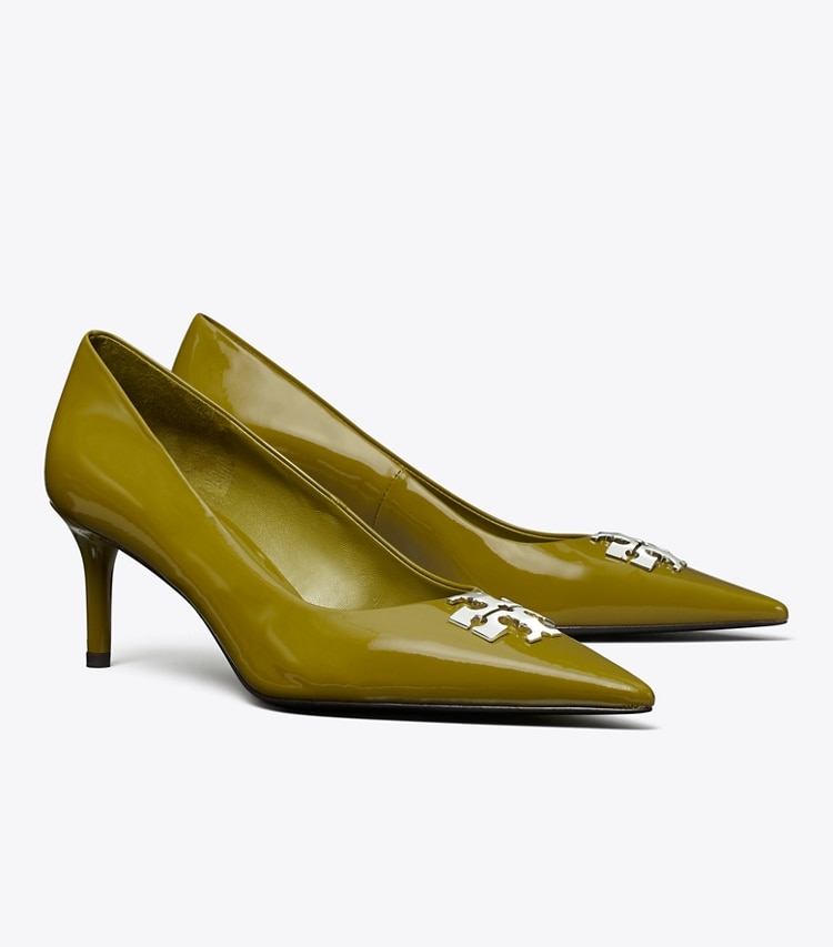 Tory Burch designer heels Charlie Pump in MOSS / SILVER angle