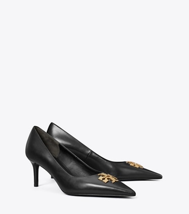 Tory Burch designer heels Charlie Pump in PERFECT BLACK / GOLD angle