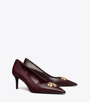 Tory Burch designer heels Charlie Pump in MERLOT / GOLD angle
