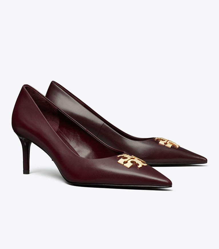 Tory Burch designer heels Charlie Pump in MERLOT / GOLD angle