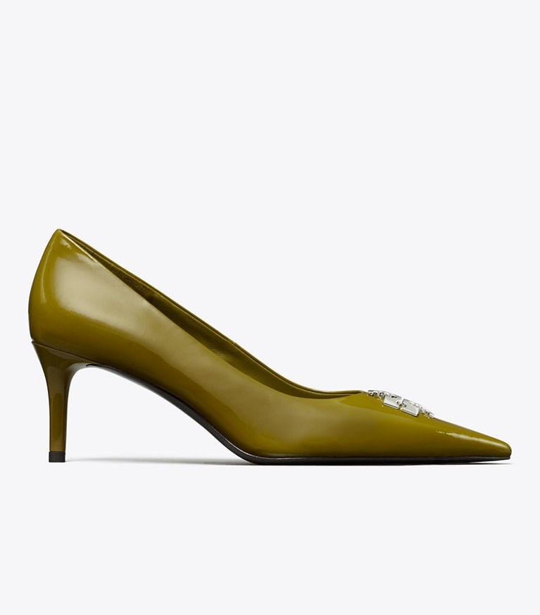 Tory Burch designer heels Charlie Pump in MOSS / SILVER side