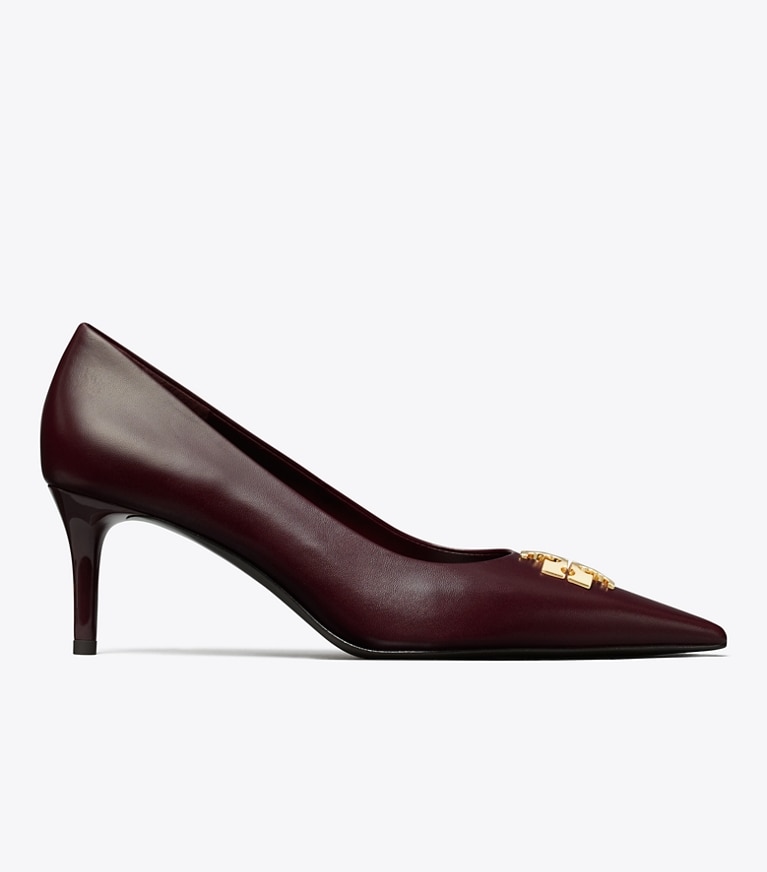 Tory Burch designer heels Charlie Pump in MERLOT / GOLD side