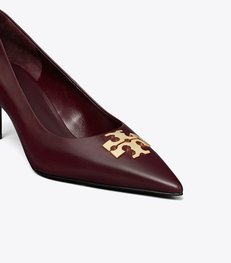 Tory Burch designer heels Charlie Pumps in MERLOT / GOLD detail