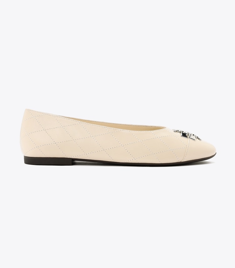 Tory Burch designer フラット チャーリー キルト バレエシューズ ワイド in LIGHT CREAM / LIGHT CREAM side
