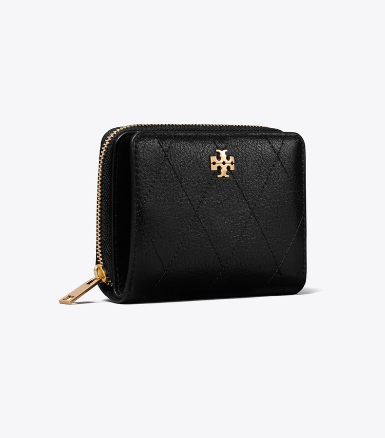 Tory Burch designer 財布 チャーリー キルト バイフォールド ウォレット in Black angle