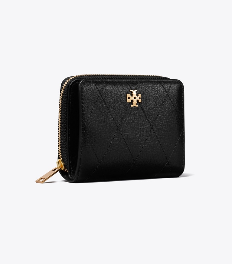 Tory Burch designer 財布 チャーリー キルト バイフォールド ウォレット in Black angle
