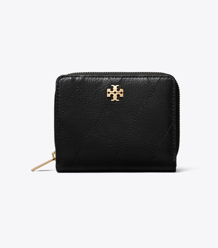 Tory Burch designer 財布 チャーリー キルト バイフォールド ウォレット in Black front