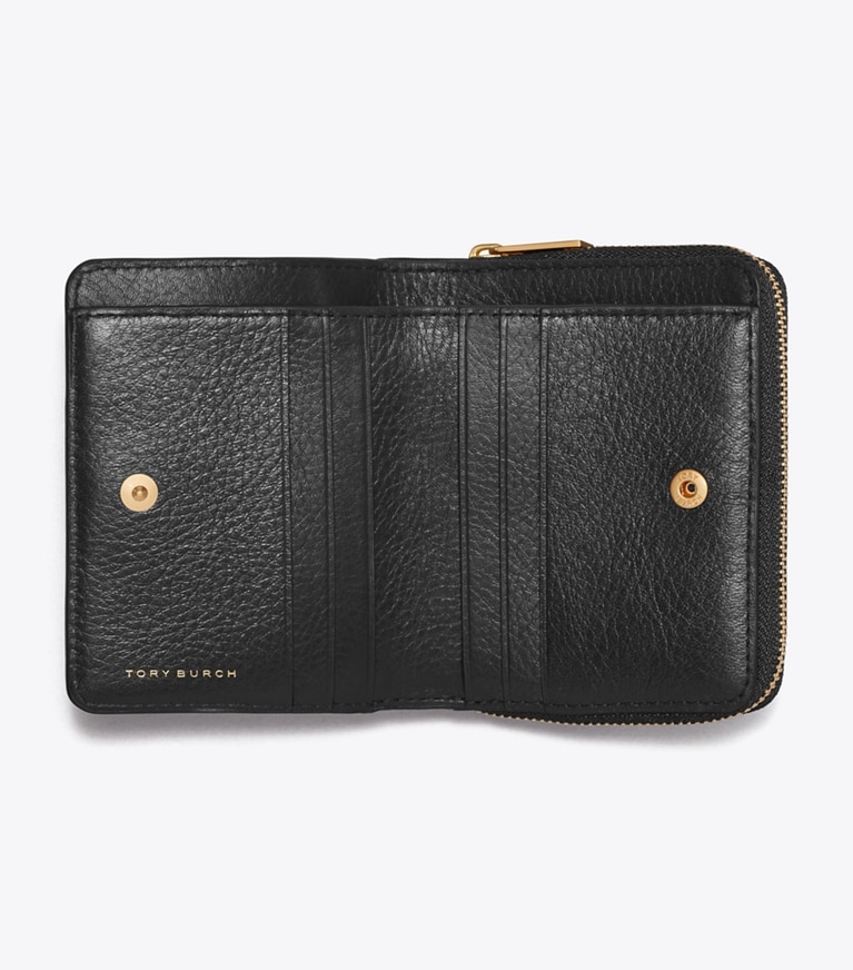 Tory Burch designer 財布 チャーリー キルト バイフォールド ウォレット in Black オーバーヘッド