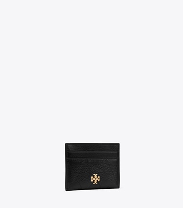 Tory Burch designer card cases Charlie Quilted Card Case in Black angle