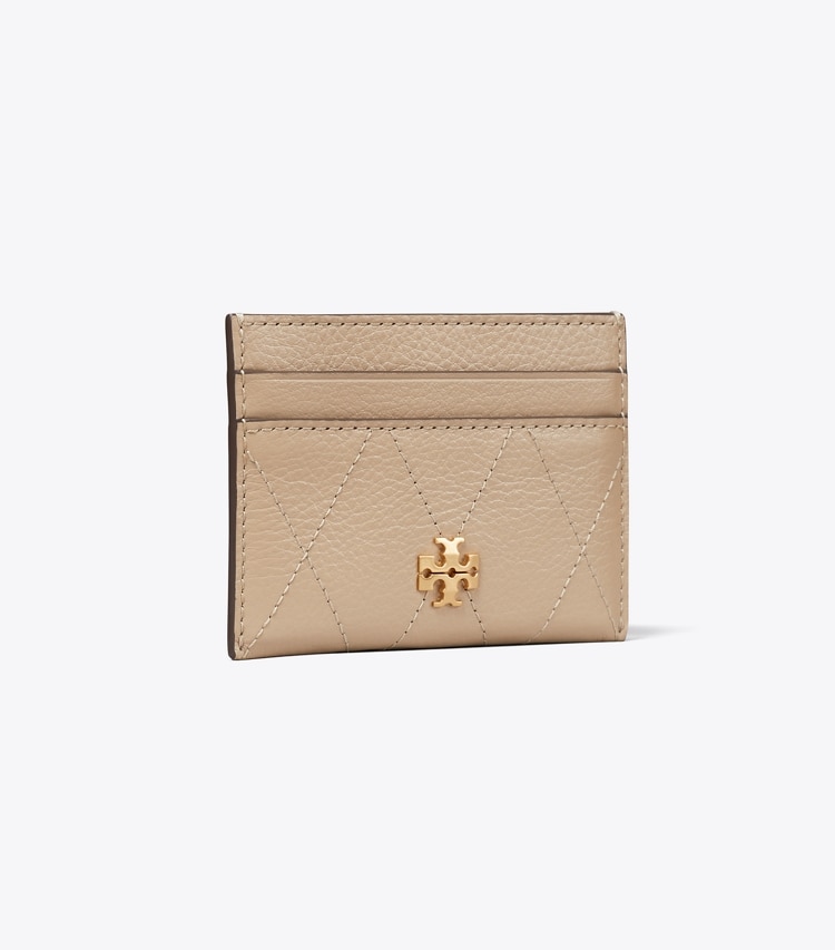 Tory Burch designer card cases Charlie Quilted Card Case in Soft Cement angle