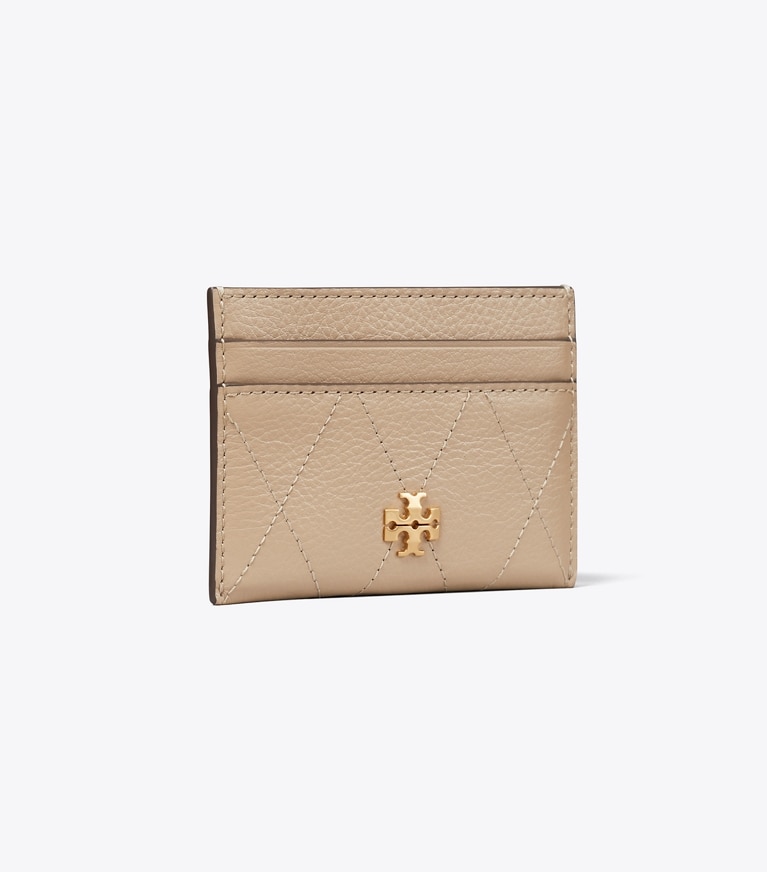 Tory Burch designer card cases Charlie Quilted Card Case in Soft Cement angle
