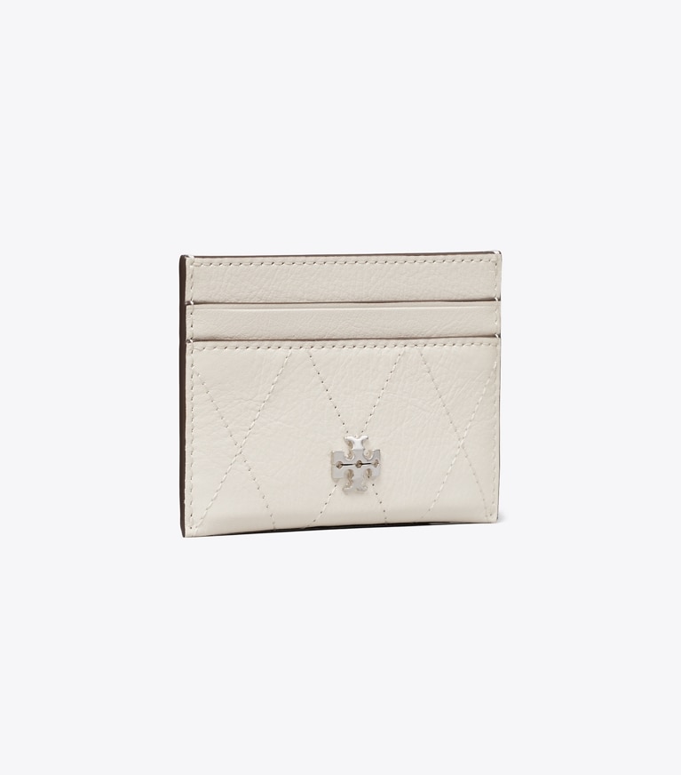 Tory Burch designer card cases Charlie Quilted Card Case in Light Cream angle