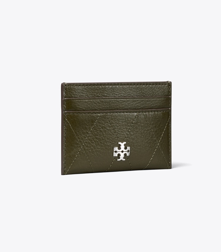 Tory Burch designer card cases Charlie Quilted Card Case in Dark Olive angle