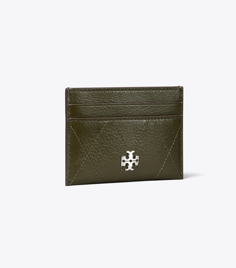 Tory Burch designer card cases Charlie Quilted Card Case in Dark Olive angle
