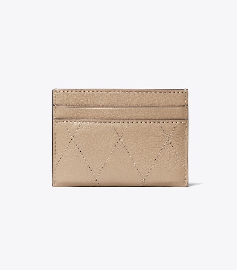 Tory Burch designer card cases Charlie Quilted Card Case in Soft Cement back