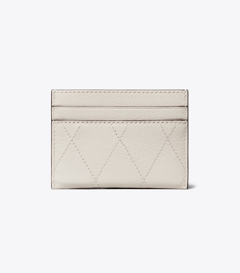 Tory Burch designer card cases Charlie Quilted Card Case in Light Cream back