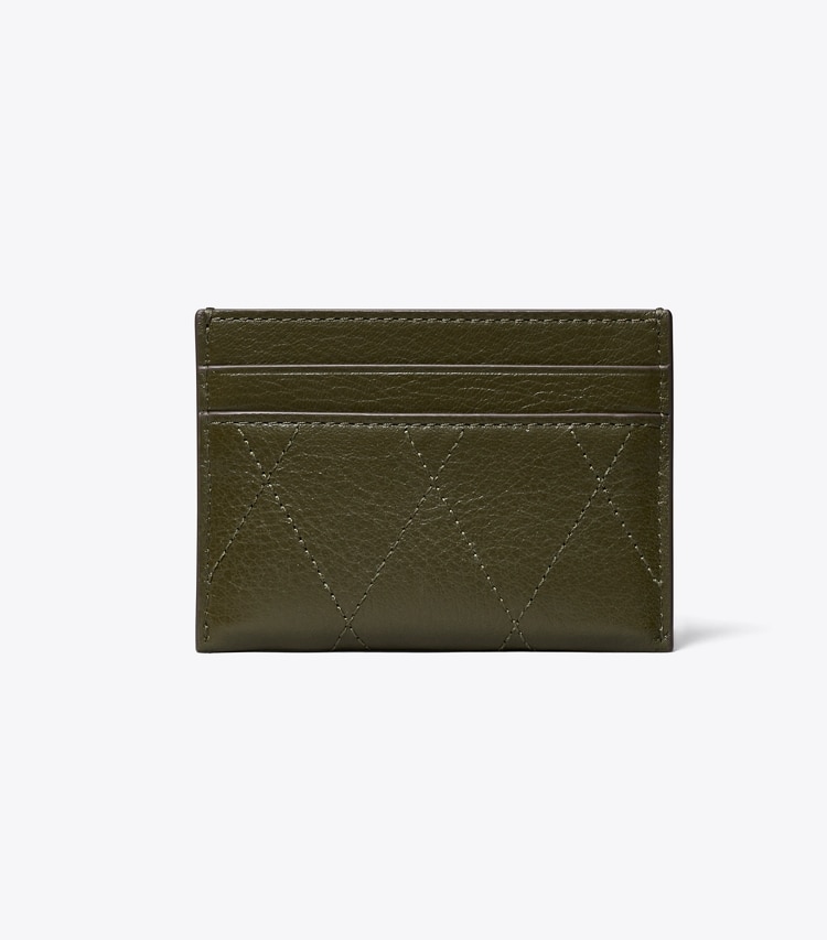 Tory Burch designer card cases Charlie Quilted Card Case in Dark Olive back