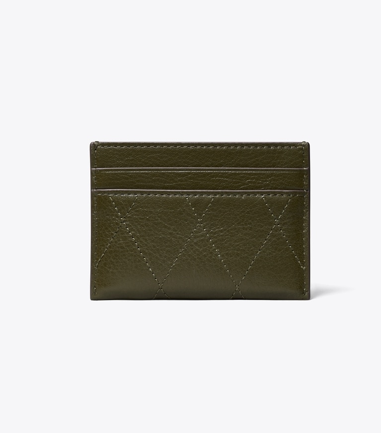 Tory Burch designer card cases Charlie Quilted Card Case in Dark Olive back