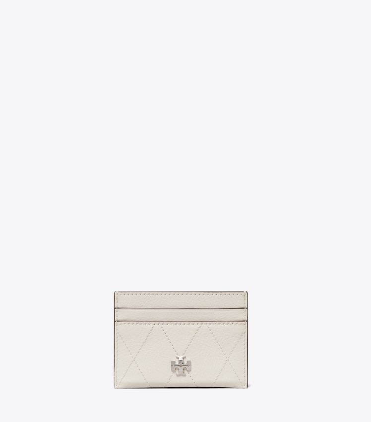 Tory Burch Charlie Quilted Card Case — Light Cream