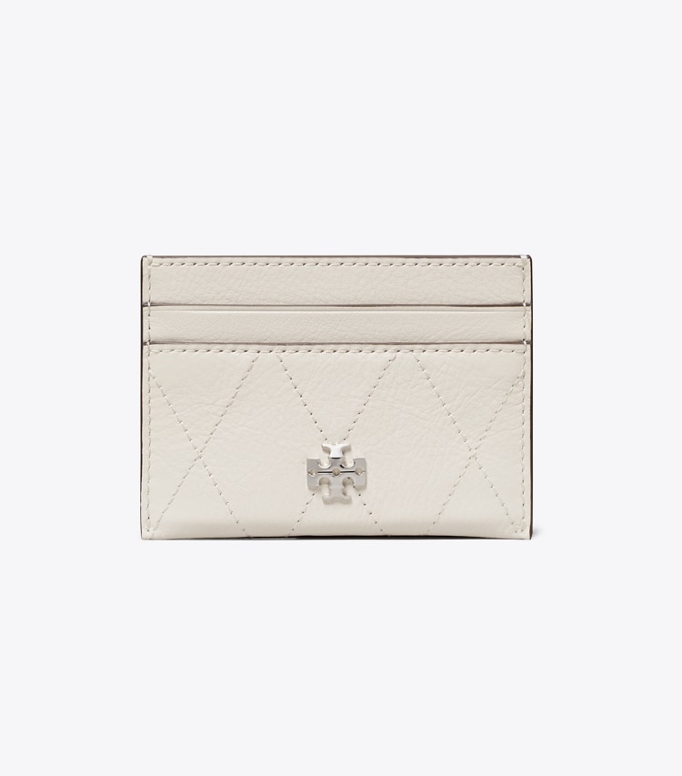 Tory Burch designer card cases Charlie Quilted Card Case in Light Cream front