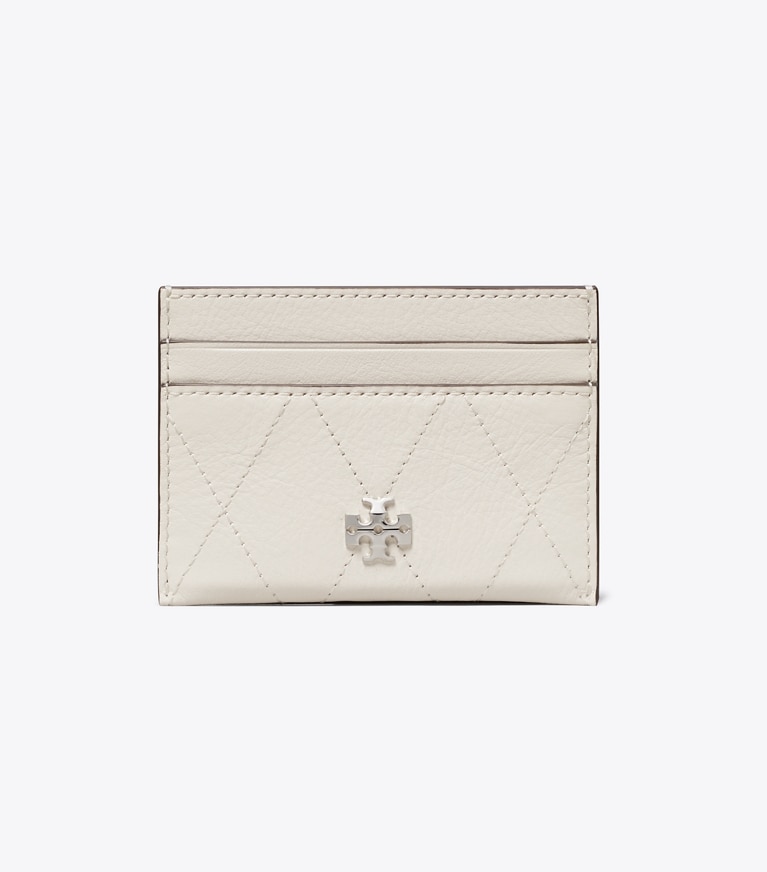 Tory Burch designer card cases Charlie Quilted Card Case in Light Cream front