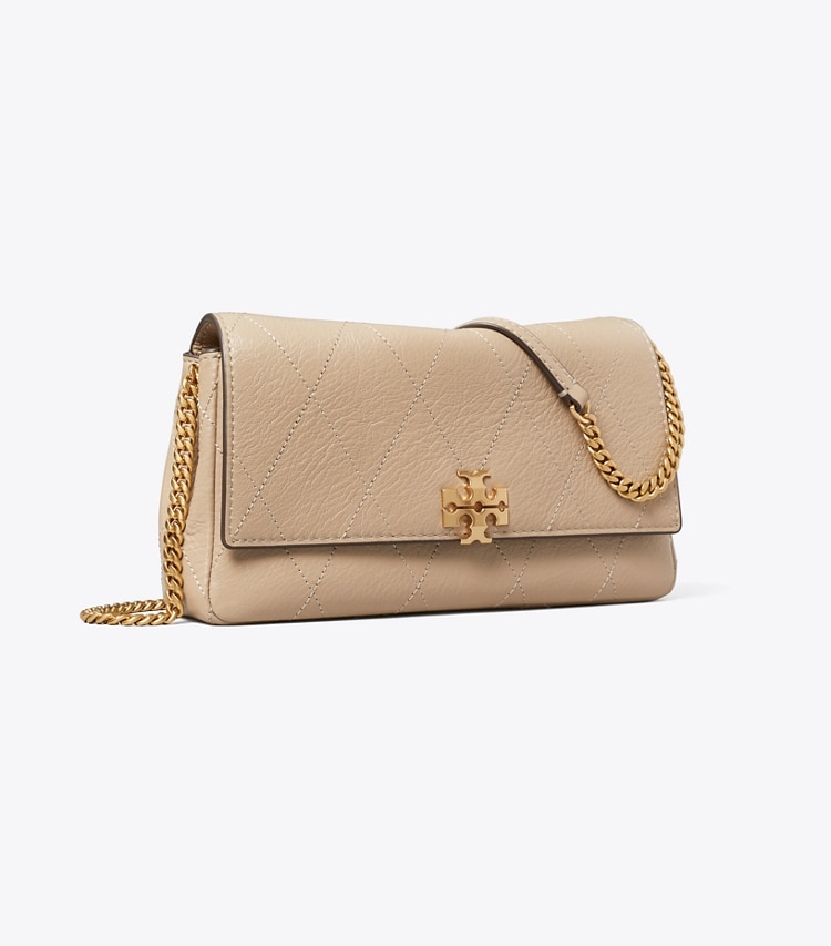 Tory Burch designer crossbody bags Charlie Quilted Chain Crossbody in Soft Cement angle