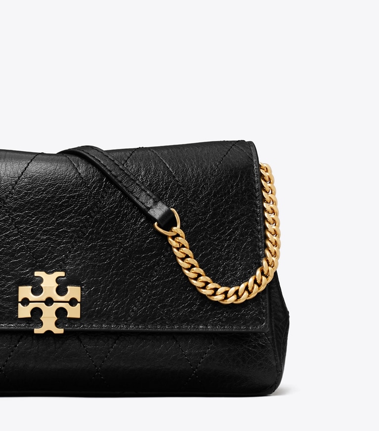 Tory Burch designer crossbody bags Charlie Quilted Chain Crossbody in Black detail
