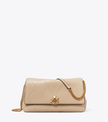 Tory Burch designer crossbody bags Charlie Quilted Chain Crossbody in Soft Cement front