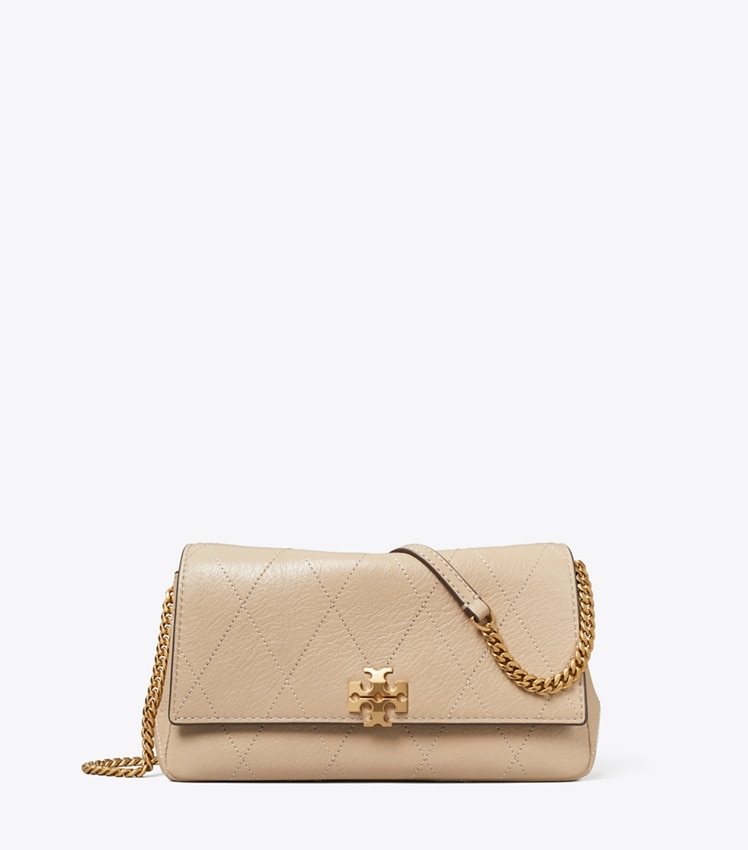 Tory Burch Charlie Quilted Chain Crossbody — Soft Cement