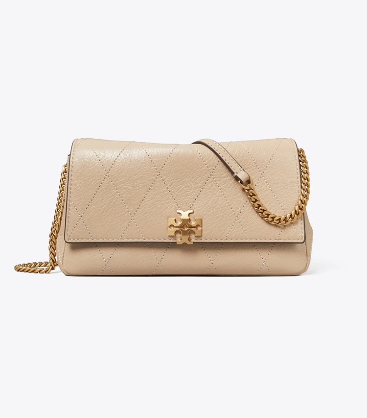 Tory Burch designer crossbody bags Charlie Quilted Chain Crossbody in Soft Cement front