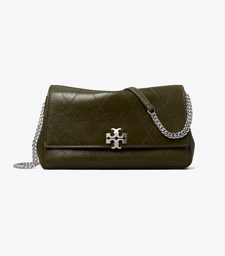 Tory Burch designer crossbody bags Charlie Quilted Chain Crossbody in Dark Olive front