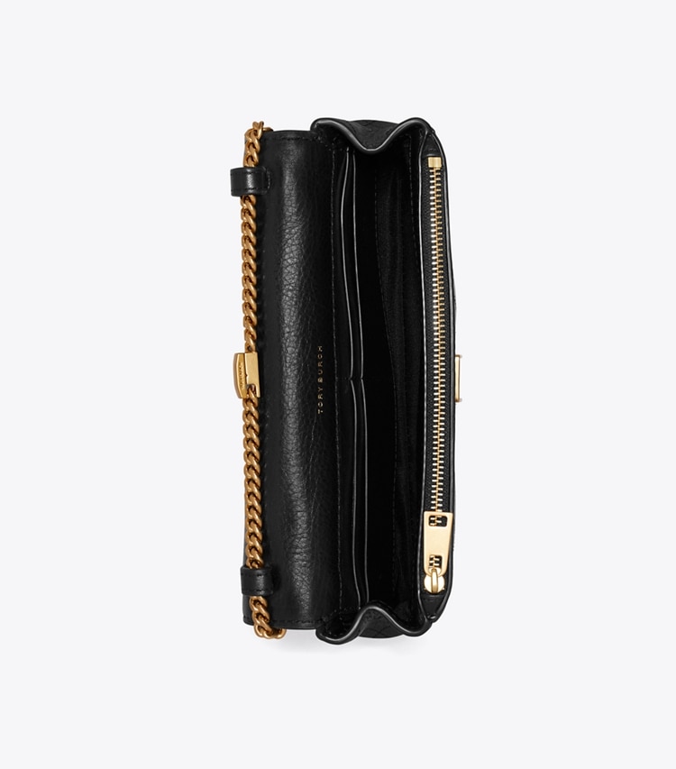 Tory Burch designer crossbody bags Charlie Quilted Chain Crossbody in Black overhead