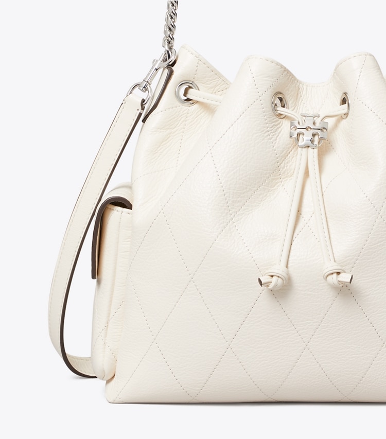 Tory Burch designer shoulder bags Charlie Quilted Drawstring Shoulder Bag in Light Cream detail