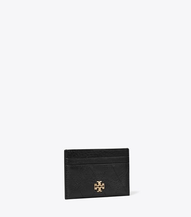 Tory Burch designer card cases Charlie Quilted Pavé Card Case in Black angle