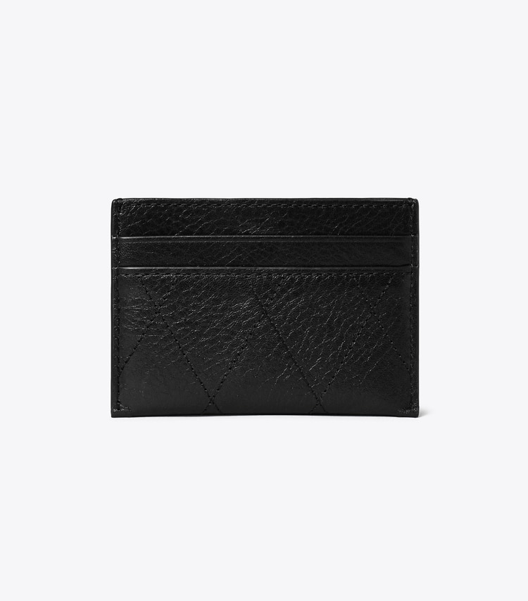Tory Burch designer card cases Charlie Quilted Pavé Card Case in Black back