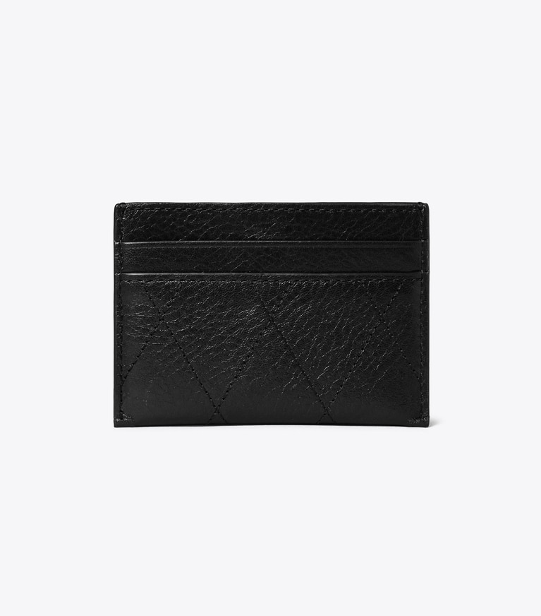 Tory Burch designer card cases Charlie Quilted Pavé Card Case in Black back