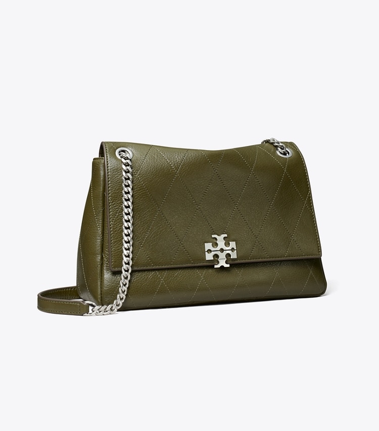 Tory Burch designer shoulder bags Charlie Quilted Shoulder Bag in Dark Olive angle
