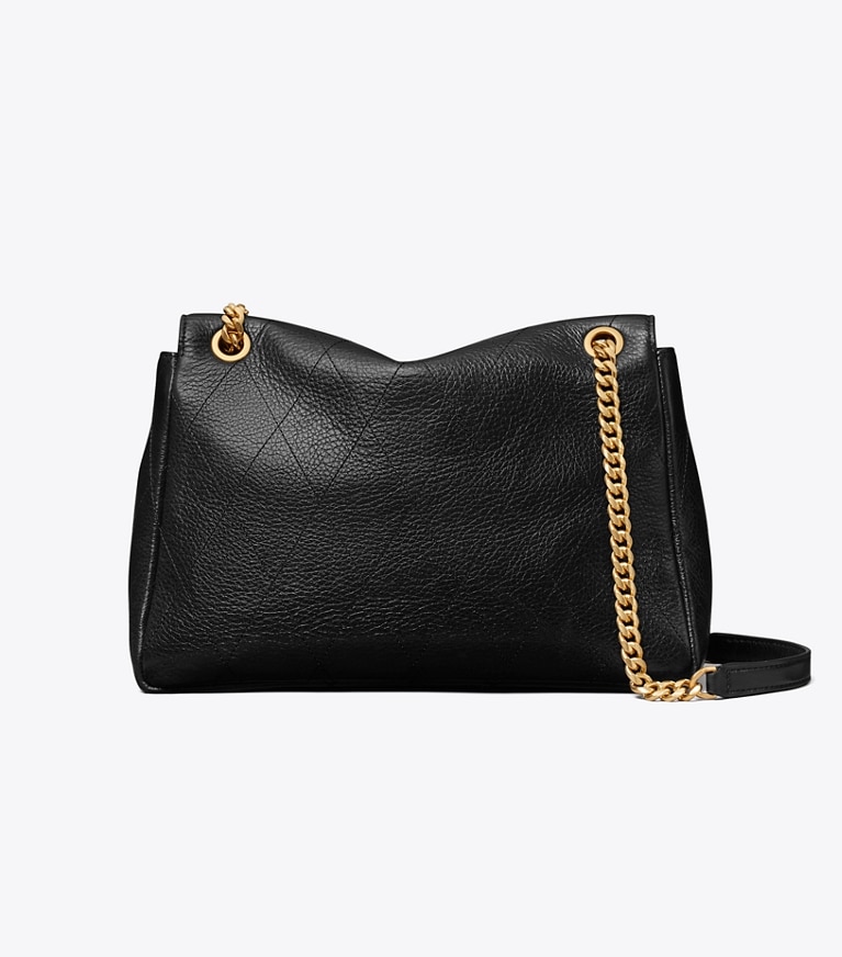 Tory Burch designer shoulder bags Charlie Quilted Shoulder Bag in Black back