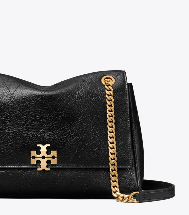 Tory Burch designer shoulder bags Charlie Quilted Shoulder Bag in Black detail
