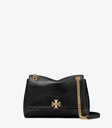 Tory Burch designer shoulder bags Charlie Quilted Shoulder Bag in Black front