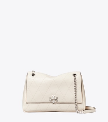 Tory Burch designer shoulder bags Charlie Quilted Shoulder Bag in Light Cream front