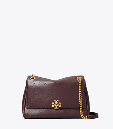 Tory Burch designer shoulder bags Charlie Quilted Shoulder Bag in Vintage Bordeaux front