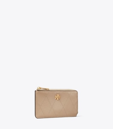 Tory Burch designer カードケース チャーリー キルト ジップ カードケース in Soft Cement angle