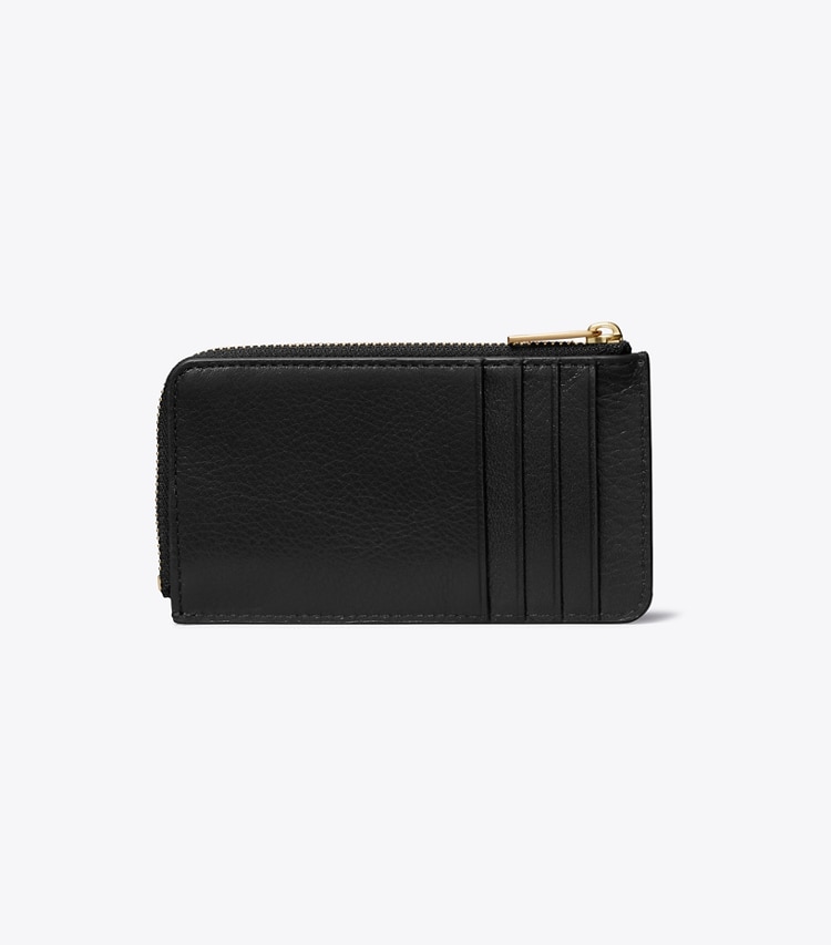 Tory Burch designer card cases Charlie Quilted Zip Card Case in Black back