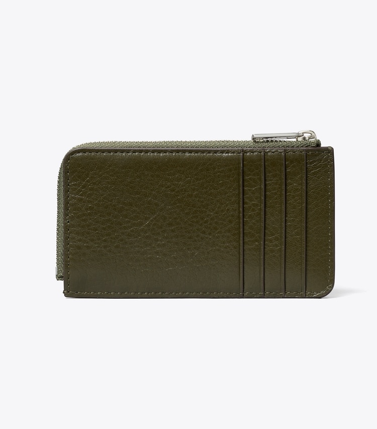 Tory Burch designer card cases Charlie Quilted Zip Card Case in Dark Olive back