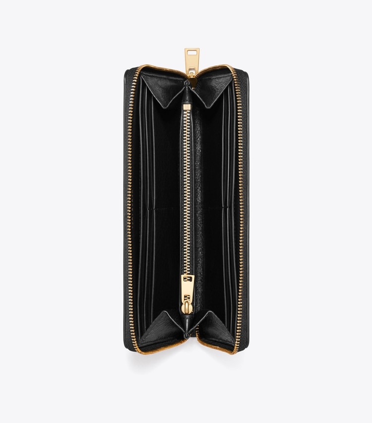 Tory Burch designer wallets Charlie Quilted Zip Continental Wallet in Black overhead