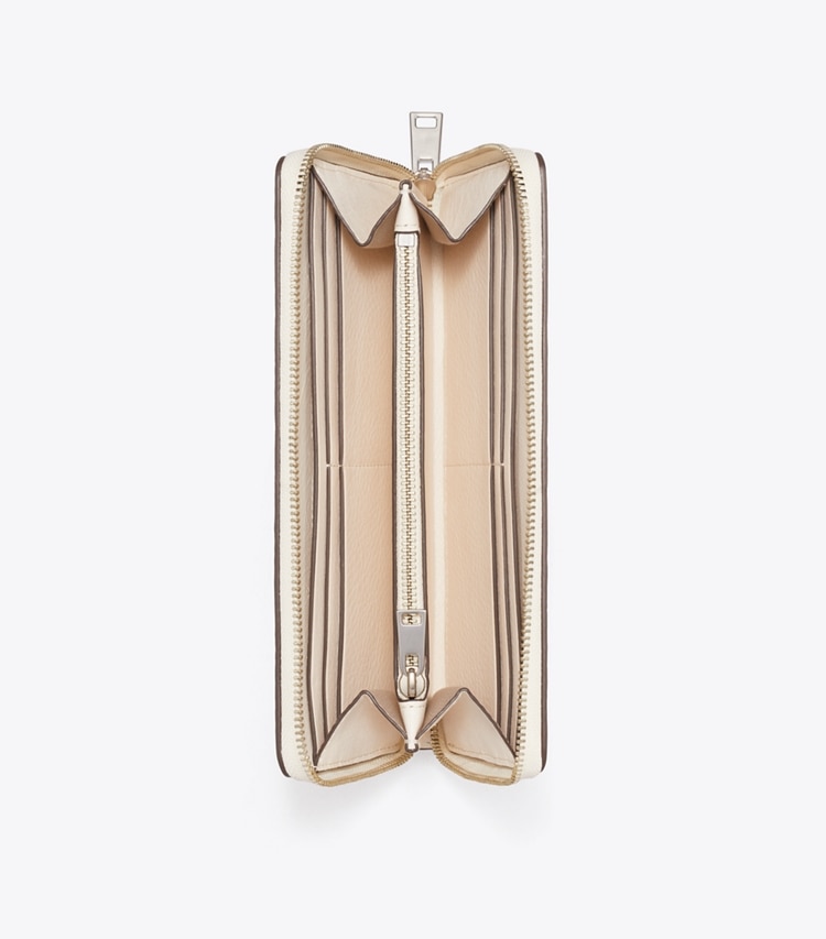 Tory Burch designer wallets Charlie Quilted Zip Continental Wallet in Light Cream overhead